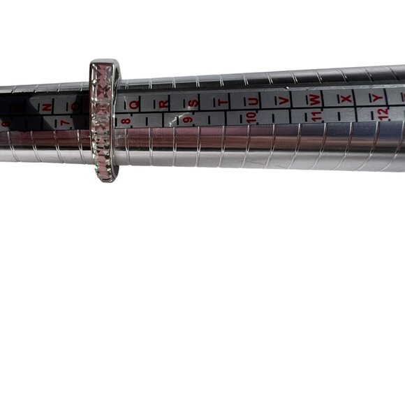 Elegant Silver Plated Ring with Glass Stones Size 7 3/4 - Picture 6 of 6